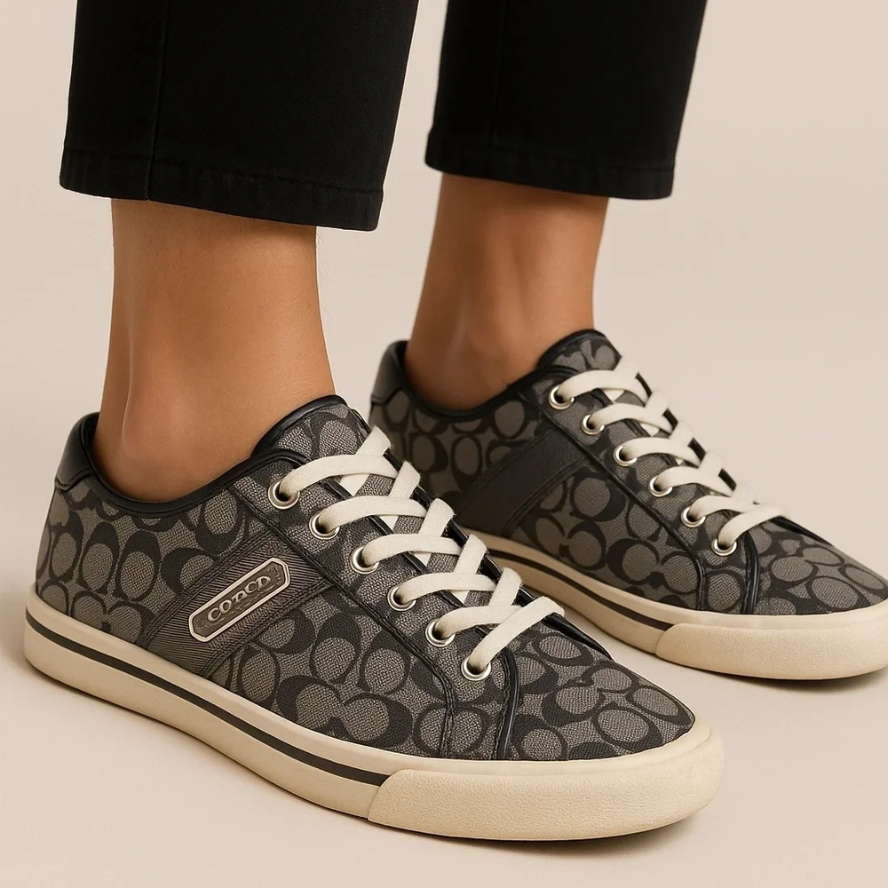 Coach Black and Gray Patterned Sneakers - Picture 1 of 6